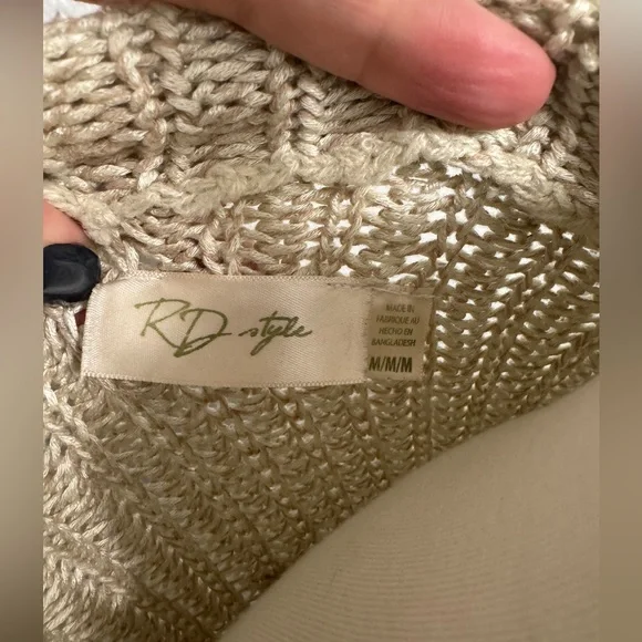 RD Style Women's Beige Sweater with Elbow Patch Detail Size M - Picture 3 of 8